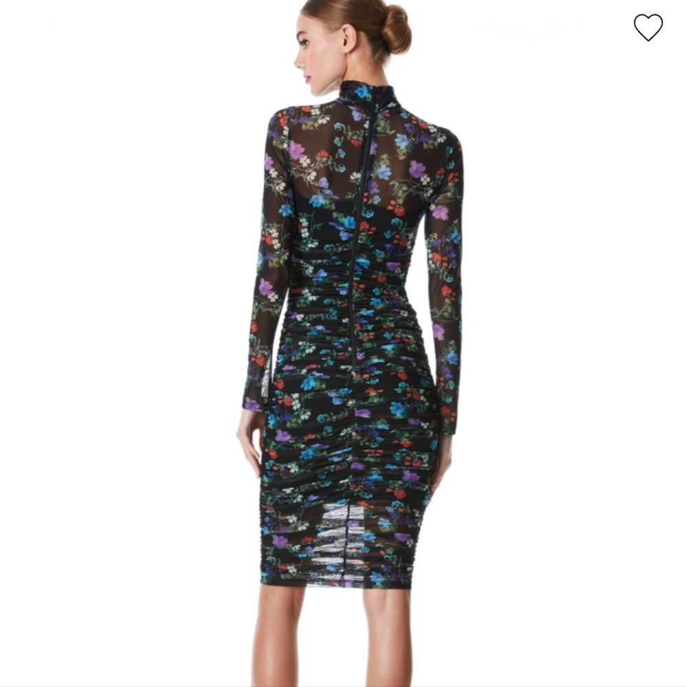 NWT Alice + Olivia Delora Turtleneck Long Sleeve Midi Dress - Picture 3 of 10